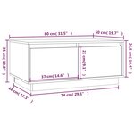 vidaXL Table basse Gris 80x50x35 cm Bois massif de pin