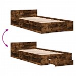 vidaXL Cadre de lit et tiroir chêne fumé 90x190 cm bois d'ingénierie