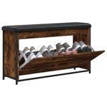 vidaXL Banc à chaussures tiroir rabattable chêne fumé 102x32x56 cm