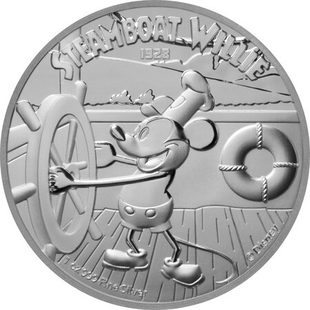 Pièce de monnaie 2 Dollars Niue 2020 1 once argent BE – Steamboat Willie