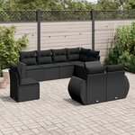 vidaXL Salon de jardin 8 Pièces avec coussins noir résine tressée