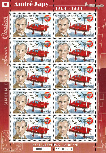 Minifeuille 10 timbres - André Japy - Lettre Internationale