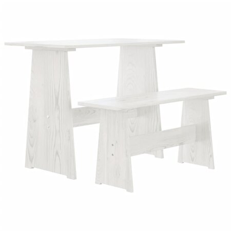 vidaXL Table à manger avec banc Blanc Bois de pin solide