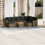 vidaXL Salon de jardin avec coussins 10 Pièces gris résine tressée