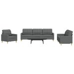 vidaXL Ensemble de canapés 3 Pièces gris foncé tissu