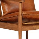 vidaXL Fauteuil Marron Cuir véritable avec bois d'acacia