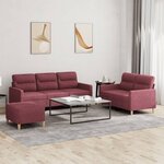 vidaXL Ensemble de canapés 3 Pièces avec coussins Rouge bordeaux Tissu