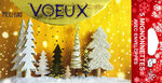 LOT 5 Cartes identiques Meilleurs Vœux en Or Doré 13 5x8 5cm + 5 Enveloppes blanches 14x9cm - Bonne Année Souhaits Janvier Hiver Sapins de Noël sous la Neige - Créé Imprimé Fabriqué en France