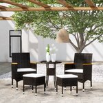 vidaXL Salon de jardin 5 Pièces Résine tressée Noir