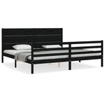 vidaXL Cadre de lit avec tête de lit noir 200x200 cm bois massif