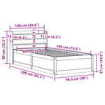 vidaXL Cadre de lit avec tête de lit cire marron 90x190 cm bois de pin