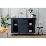 Buffet salle à manger CARACAS - bleu navy - 2 portes vitrées + 3 tiroirs - 120 x 90 x 40 cm