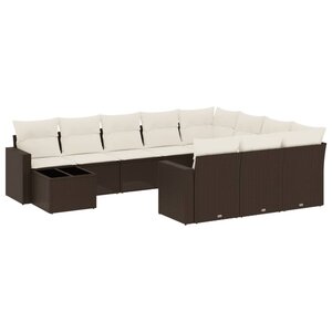 vidaXL Salon de jardin et coussins 11 Pièces marron résine tressée