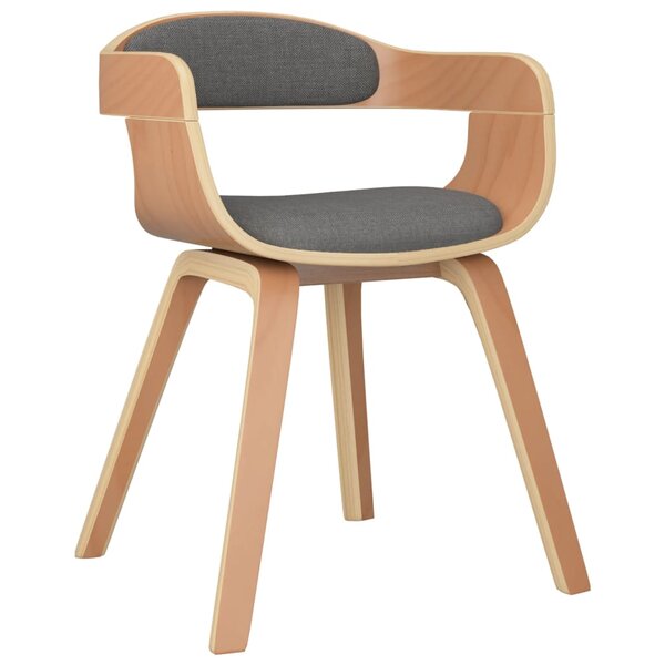 vidaXL Chaise à manger Gris clair Bois courbé et tissu