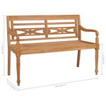vidaXL Banc Batavia avec coussin taupe 120 cm Bois de teck massif