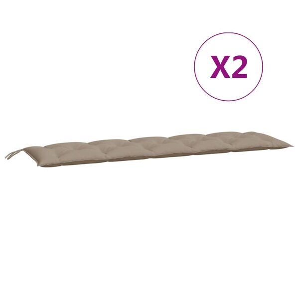 vidaXL Coussins de banc de jardin 2 Pièces taupe 180x50x7 cm tissu Oxford