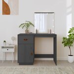 vidaXL Coiffeuse avec LED Gris 95x50x133 5 cm Bois de pin massif