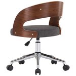 Chaise fauteuil siège pivotante de bureau informatique étude bois courbé et tissu gris 02_0024107