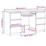 vidaXL Bureau Chêne fumé 140x50x77 cm Bois d'ingénierie