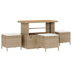 Ensemble de canapés de jardin de 14 pièces avec coussins beige poly rattan acacia