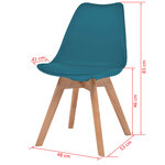 vidaXL Chaises à manger lot de 4 Turquoise Plastique