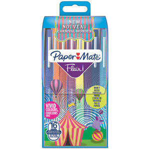 Paper Mate Flair 16 Feutres de Coloriage assortiment de couleurs carnaval pointe moyenne (0 7 mm)