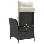 vidaXL Chaise inclinable de jardin avec coussins noir résine tressée