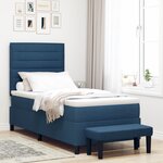 vidaXL Lit avec Box Spring et Matelas & Banc Bleu 90x200 cm Tissu