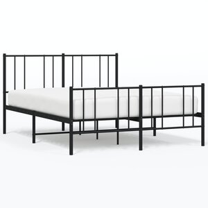 vidaXL Cadre de lit métal avec tête de lit/pied de lit noir 140x200 cm