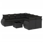 vidaXL Salon de jardin 9 Pièces avec coussins noir résine tressée