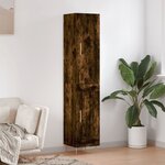 vidaXL Buffet haut Chêne fumé 34 5x34x180 cm Bois d'ingénierie