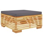 vidaXL Repose-pied de jardin et coussin Gris foncé Bois de teck massif