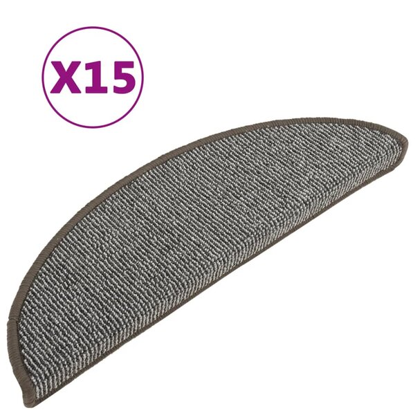 vidaXL Tapis de marches d'escalier 15 Pièces Gris 56x17x3 cm