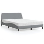 vidaXL Lit avec matelas gris clair 140x200 cm tissu
