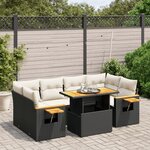 vidaXL Salon de jardin 7 Pièces avec coussins noir résine tressée