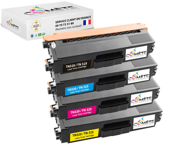 Tn325 - 4 toners compatibles brother tn325/326 - 1 noir + 1 cyan + 1 magenta + 1 jaune