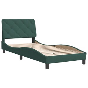 vidaXL Cadre de lit avec tête de lit Vert foncé 90x190 cm Velours