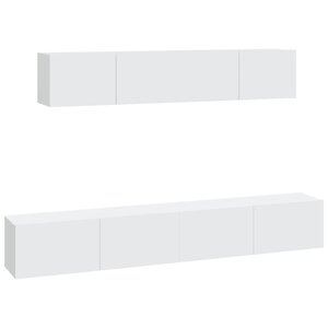 vidaXL Ensemble de meubles TV 4 Pièces Blanc Bois d'ingénierie