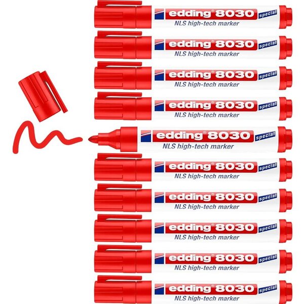 Marqueur NLS High-tech 8030 Inoxydable Rouge Pointe Ronde 1 5-3 mm x 10 EDDING