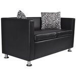 vidaXL Jeu de canapé à 2 places et à 3 places et fauteuil Noir