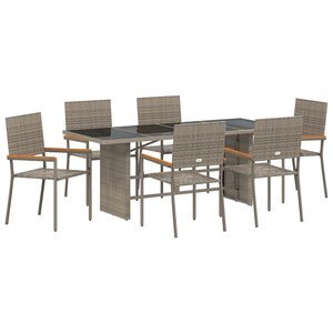 vidaXL Ensemble de salle à manger pour jardin 7 Pièces Gris polyrotin