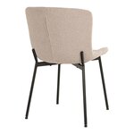 2 chaises de salle à manger beiges en polyester bouclé avec pieds noirs