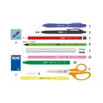 Trousse à crayons Milan Fun Animals à 3 niveaux avec gomme  taille-crayon  crayon  3 stylos à bille  règle  12 crayons de couleur  6 crayons fluorescents  5 crayons fluorescents  ciseaux et 18 marqueurs - Rose/Violet