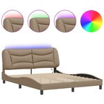 vidaXL Cadre de lit avec lumières LED cappuccino 160x200 cm similicuir