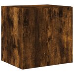 vidaXL Meubles TV muraux et lumières LED 2Pièces chêne fumé 40 5x35x40 cm