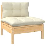 Salon de jardin meuble d'extérieur ensemble de mobilier 3 pièces avec coussins crème bois de pin massif 02_0015961
