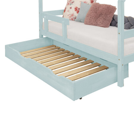 Tiroir de lit 120 x 160 avec sommier BUDDY - bleu clair