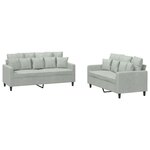 vidaXL Ensemble de canapés 2 Pièces avec coussins Gris clair Velours