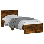 vidaXL Cadre de lit tête de lit chêne fumé 75x190 cm bois ingénierie
