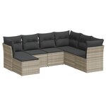 vidaXL Salon de jardin avec coussins 7 Pièces gris clair résine tressée